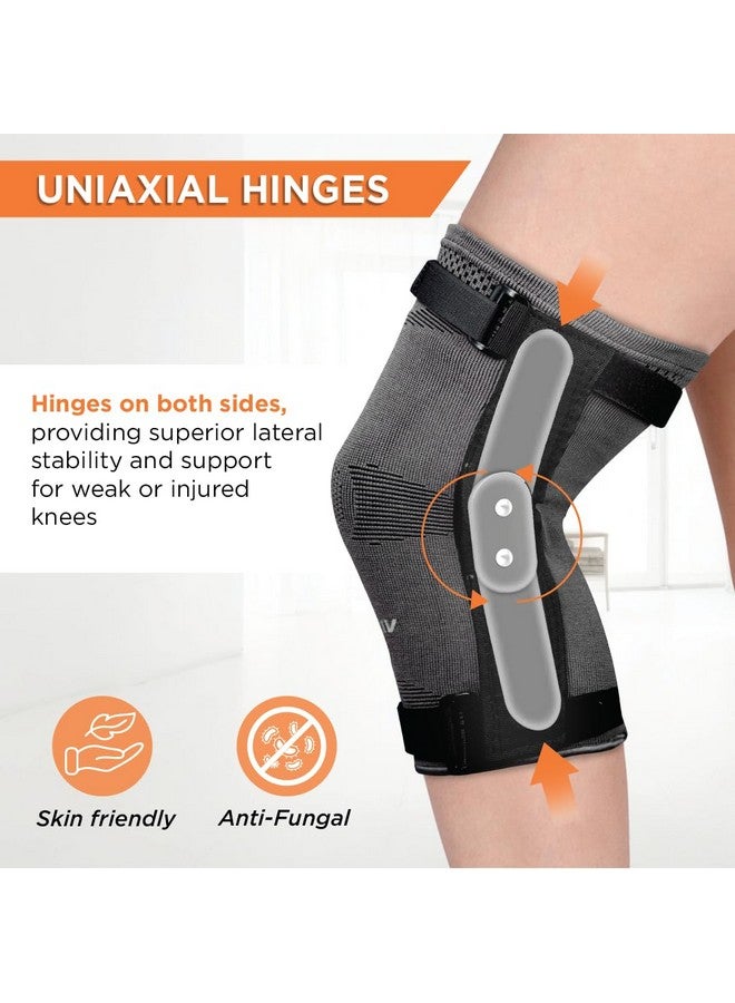 VISSCO Vissco Elastic Knee Cap with Hinges, Knee Support to provide Knee Pain Relief, for Sports, Football, Cricket, Walking And Workout (SINGLE) - Large (Grey) - Image 2