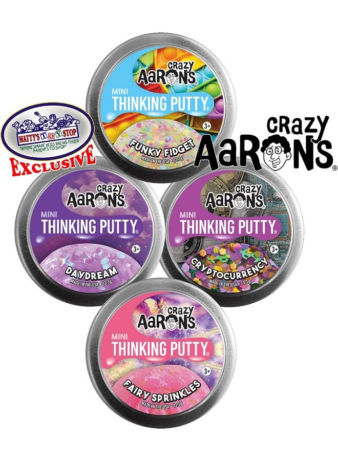 Matty's Toy Stop Crazy Aaron'S Putty Mini Tins Funky Fidget Daydream Cryptocurrency & Fairy Sprinkles Gift Set Bundle 4 Pack (13.3G Each) - Image 4