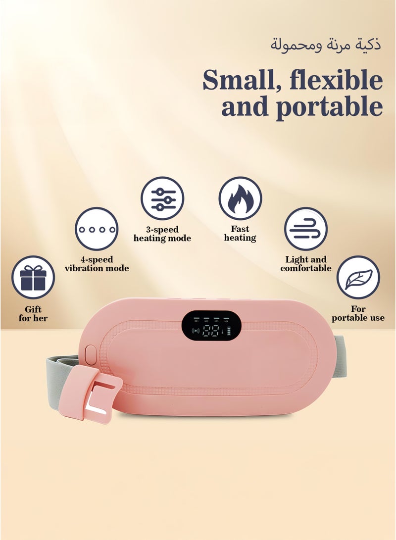 Generic Menstrual Heating Pad – Portable and Cordless Period Therapeutic Heat Belt with 3 Adjustable Heating Temperature and 4 Vibration Modes for Dysmenorrhea Menstrual Period Cramps Relaxation Comfort and Support – Abdominal, Back, Belly and Stomach Cramp, Discomfort and Tension Relief – Perfect Gift for Women, Pink  - Image 3