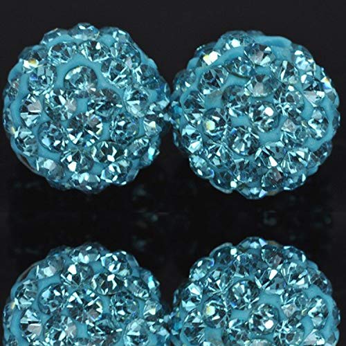 RUBYCA Pave Czech Crystal Disco Ball Clay Beads fit Shamballa Jewelry (100pcs, 10mm, Aquamarine Blue) - Image 2