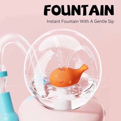 FRAGRANTGARDEN Stainless Steel Whale Fountain Tumbler with Handle, Drinking Cup with Whale Squirt, 24oz Whale Water Bottle Two Silicone Soft Tip, Leak-Proof Whale Fountain Tumbler for Kids Teens Adults (A-Pink) - Image 3