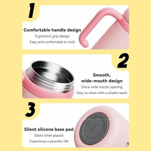 FRAGRANTGARDEN Stainless Steel Whale Fountain Tumbler with Handle, Drinking Cup with Whale Squirt, 24oz Whale Water Bottle Two Silicone Soft Tip, Leak-Proof Whale Fountain Tumbler for Kids Teens Adults (A-Pink) - Image 4