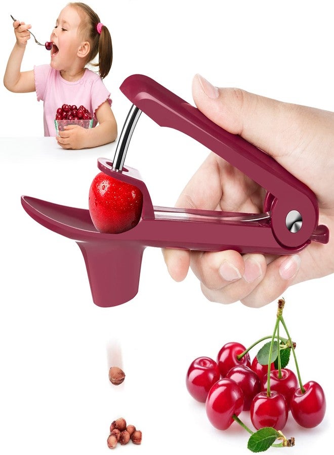 Axpsw Cherry Pitter Tool,Cherry Pitter Cherry Stone Remover Tool for Making Cherry Jam Cherries Corer Pitter Tool，Cherry & Olive Pitter with Space-Saving Lock Design,Cherries Corer Pitter Tool, Red - Image 1