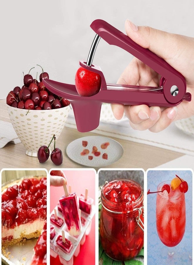 Axpsw Cherry Pitter Tool,Cherry Pitter Cherry Stone Remover Tool for Making Cherry Jam Cherries Corer Pitter Tool，Cherry & Olive Pitter with Space-Saving Lock Design,Cherries Corer Pitter Tool, Red - Image 2