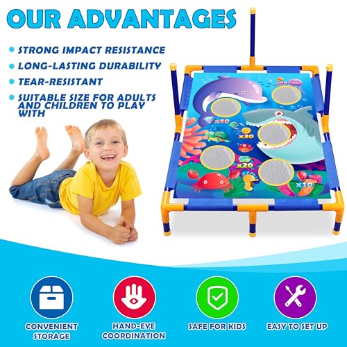 Toyk 3-in-1 Bean Bag Toss Game Toy,Outdoor Toss Game with Stand for Ring Toss,Bean Bags & Balls, Family Party Supplies for Kids,Birthday for Boys,Toddlers Ages 3 4 5 6 Years Old - Image 2