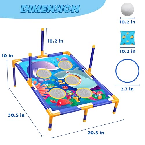 Toyk 3-in-1 Bean Bag Toss Game Toy,Outdoor Toss Game with Stand for Ring Toss,Bean Bags & Balls, Family Party Supplies for Kids,Birthday for Boys,Toddlers Ages 3 4 5 6 Years Old - Image 4