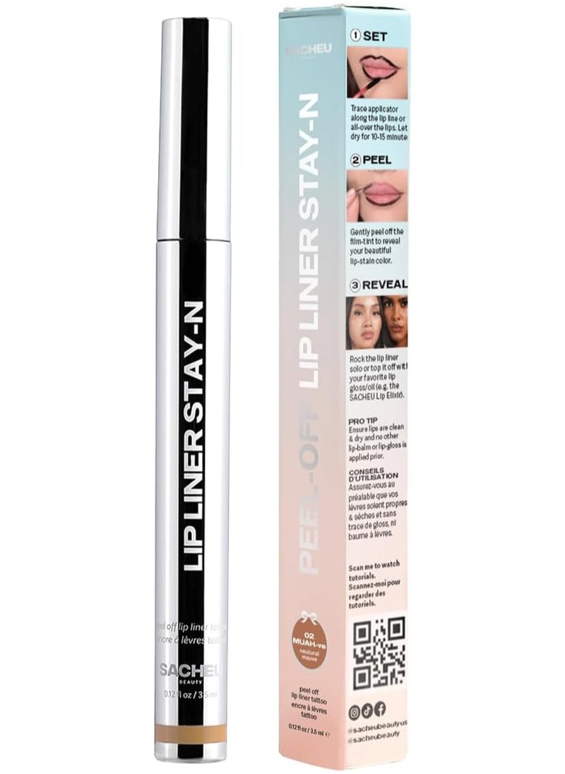 Sacheu Lip Liner Stay-N, Peel Off (02 MUAH-ve) 0.12 Fl Oz (Pack of 1)  - Image 1