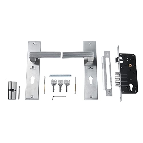 Crust Altroz Premium 10" Plate Mortise Door Lock Handle Set/Mortise Lock with Brass Lock Body and One Side Key 60mm Brass Cylinder Set with 3 Brass Computer Keys - Image 5