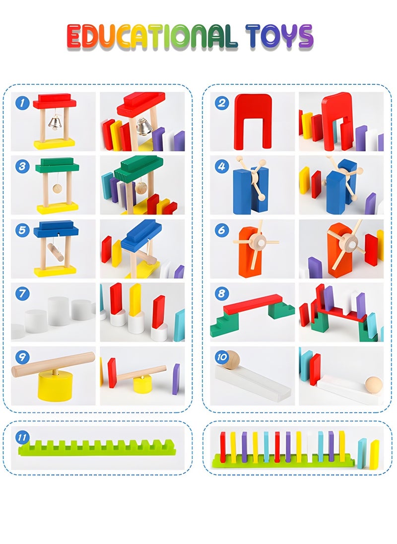 GROIC 240 PCS Bulk Dominoes Set for Kids,Wooden Building Blocks Bulk Dominoes Racing Tile Games with Storage Box,Developmental Toys  - Image 3