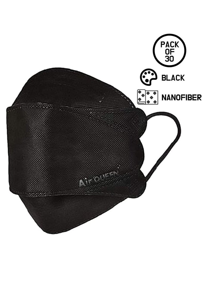 Air QUEEN Pack Of 30 Pieces Nanofiber Filter Face Mask For Adults Face Mask Black  - Image 1