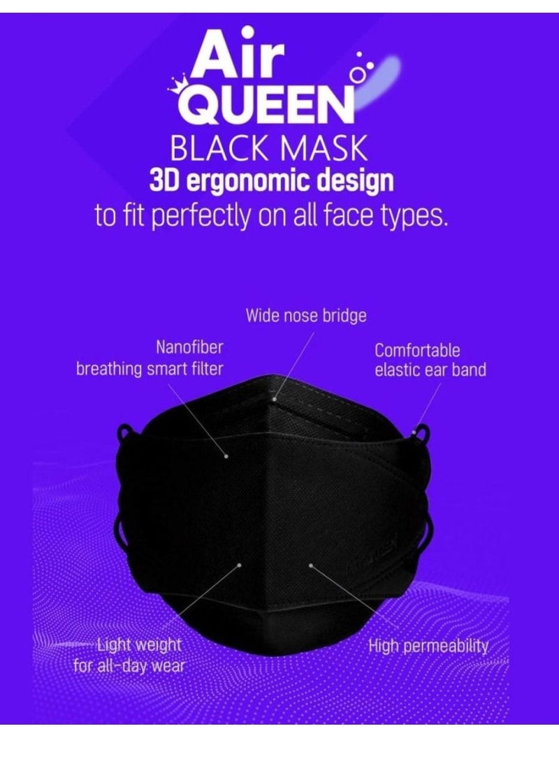 Air QUEEN Pack Of 30 Pieces Nanofiber Filter Face Mask For Adults Face Mask Black  - Image 3