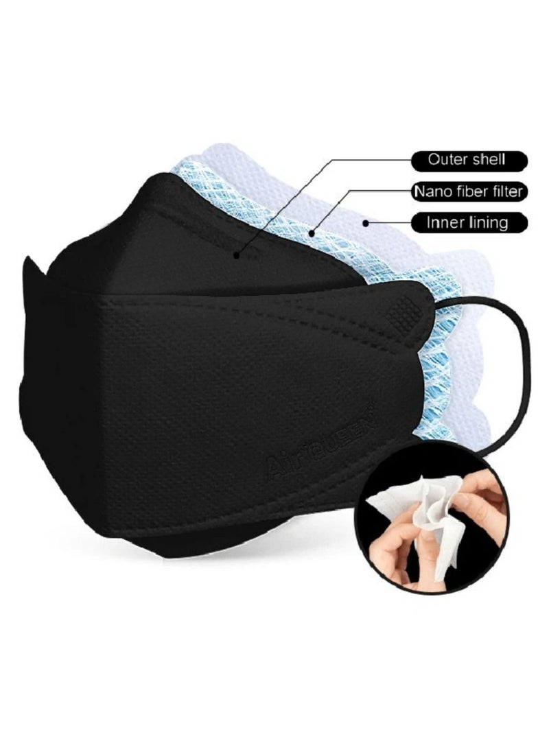 Air QUEEN Pack Of 30 Pieces Nanofiber Filter Face Mask For Adults Face Mask Black  - Image 2