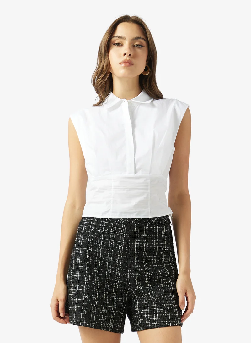 GUESS Collar Neck Poplin Woven Top
