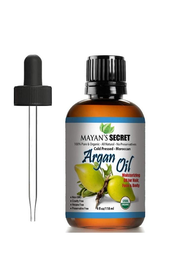 Mayan's Secret Mayan's Secret - 4oz Organic Argan Oil For Hair Growth, Skin, Face, Nails, Beard & Cuticles - Nourishing and Soothing Oil for Face and Body  - Image 1