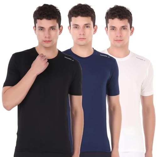 VECTOR X Self Design Men Round Neck T-Shirt 100% Polyerster (Pack of 3) - Image 1