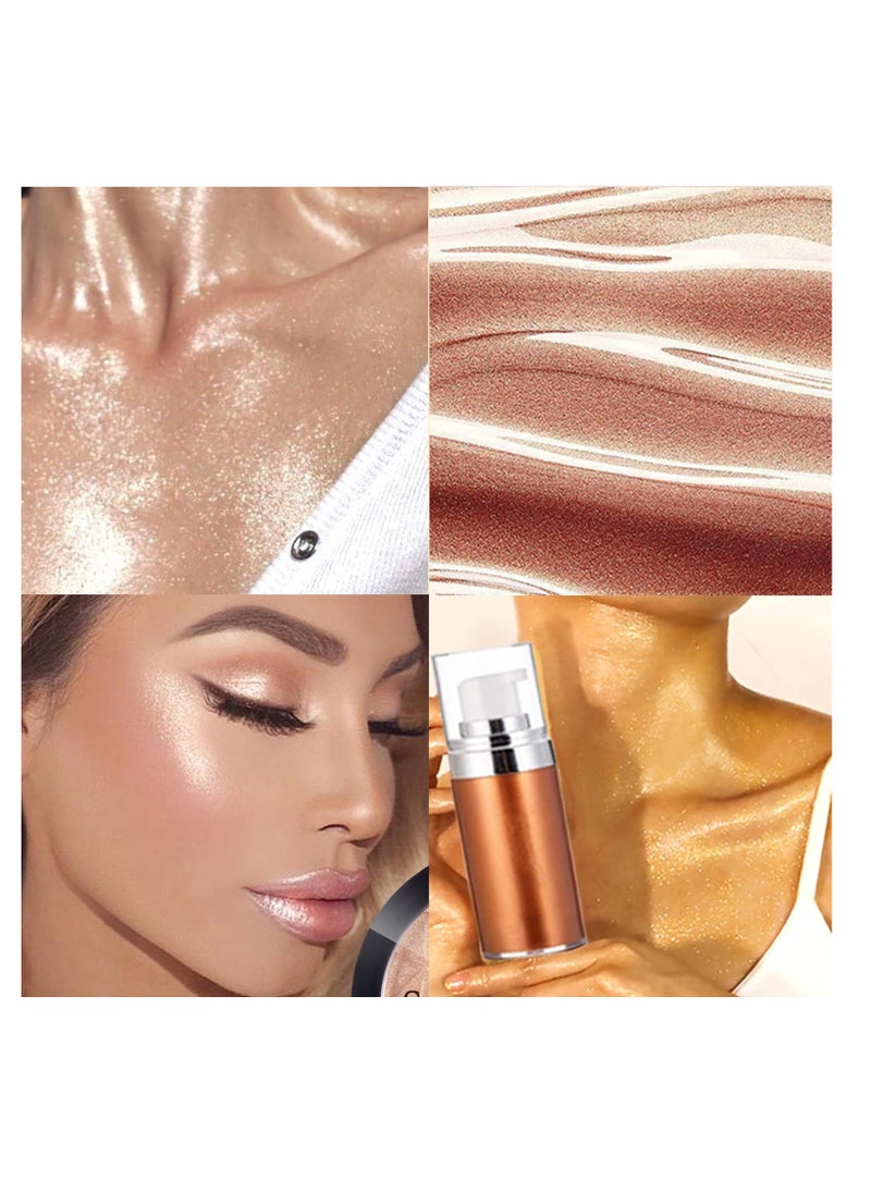 SYOSI - Liquid Body Shimme Body Glitter Oil Silky Body Shimmer Oil Moisturizing Body Highlighter Shimmer Liquid Illuminator Shimmer Lotion for Body Makeup Cream Body Glow Shimmer Bronzer Drops - Image 1