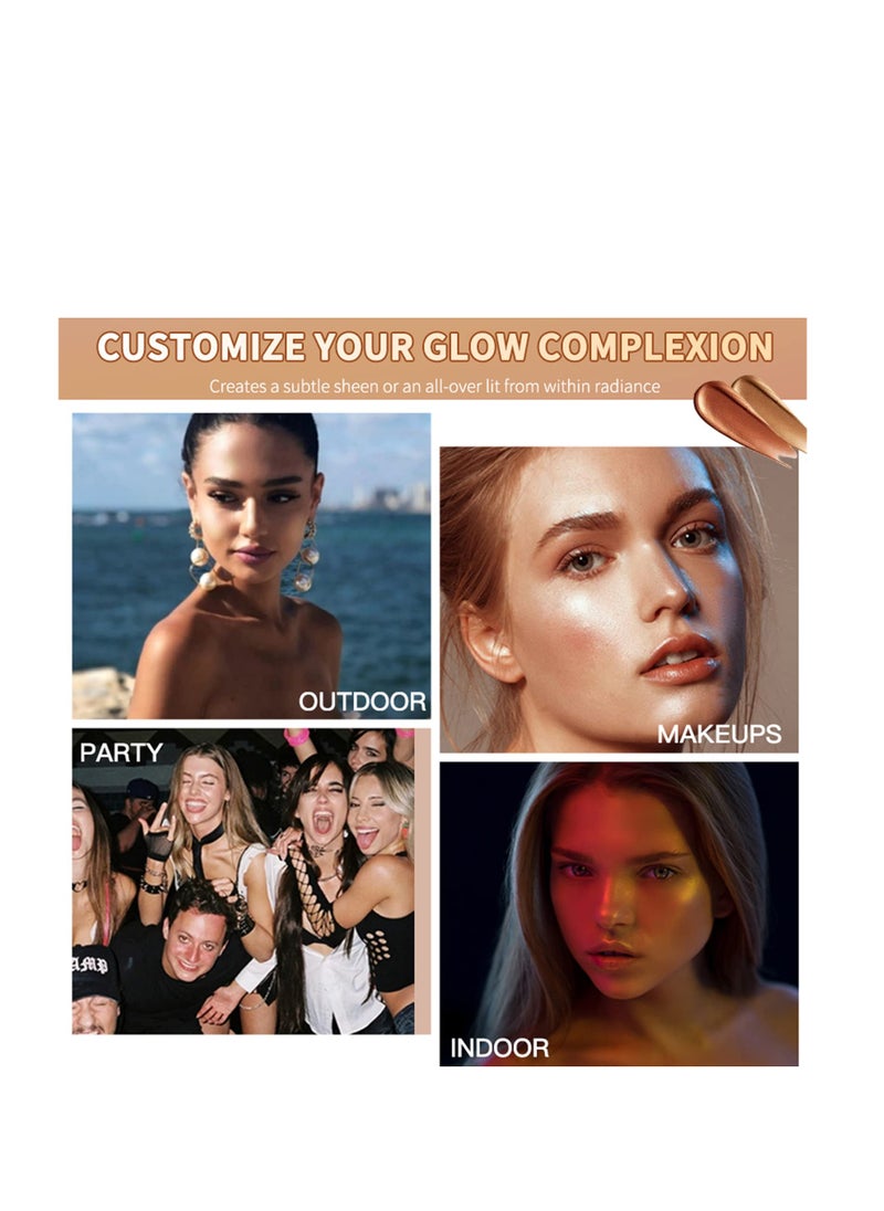 SYOSI - Liquid Body Shimme Body Glitter Oil Silky Body Shimmer Oil Moisturizing Body Highlighter Shimmer Liquid Illuminator Shimmer Lotion for Body Makeup Cream Body Glow Shimmer Bronzer Drops - Image 1