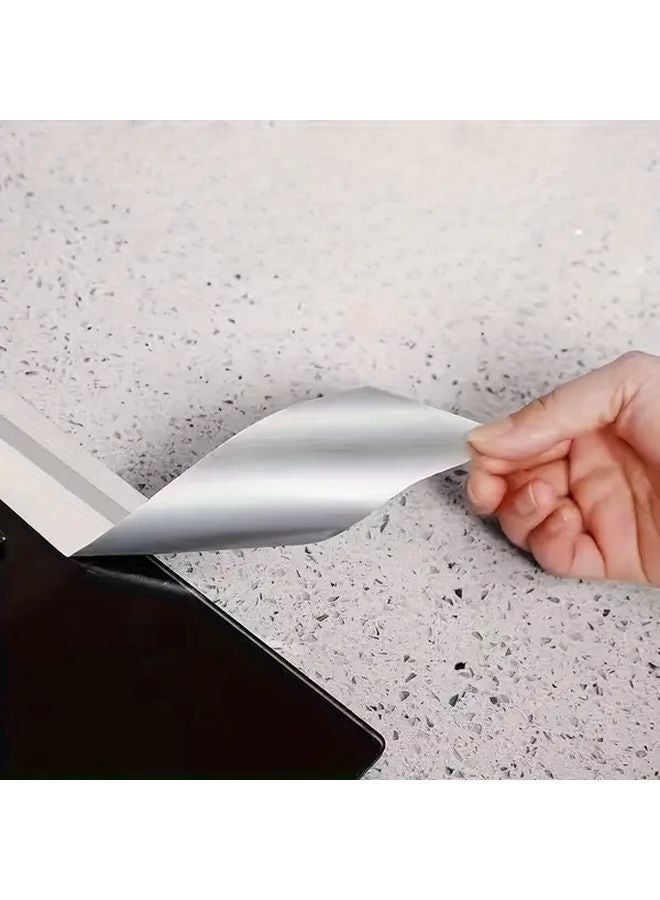 1 Roll Silvery Grey Laminated Lithium Foil Seam Sticker Kitchen Oil Proof Stove Gap Fireproof High Temperature Resistant Waterproof - Image 5