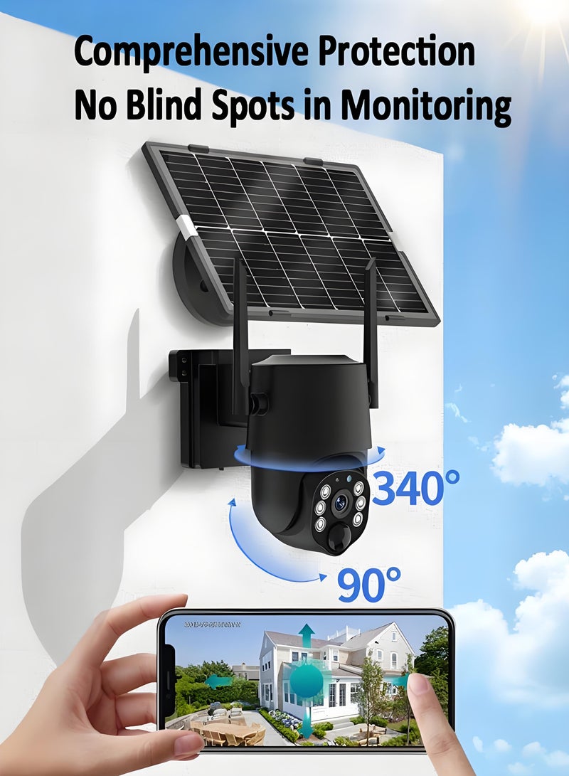 FUREUL 4MP Wireless Solar Camera Security Camera Outdoor Surveillance Camera CCTV Camera 4K HD Waterproof IP65 340 Pan Rotation High Precision PIR Cam Surveillance Camera Built in Battery Outdoor Monitoring without Electricity and Internet - Black, WIFI (Package with 64GB TF Card) - Image 5