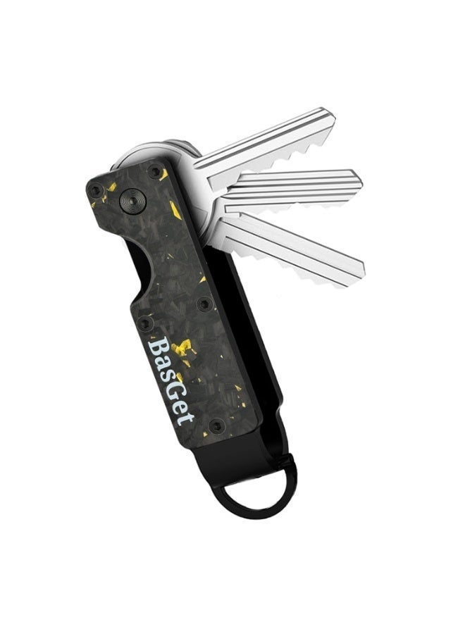 BasGet Dark Yellow Flakes Real Carbon Fiber And Aluminum Key Holder - Image 2