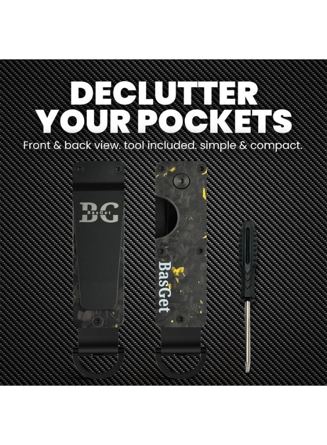 BasGet Dark Yellow Flakes Real Carbon Fiber And Aluminum Key Holder - Image 5