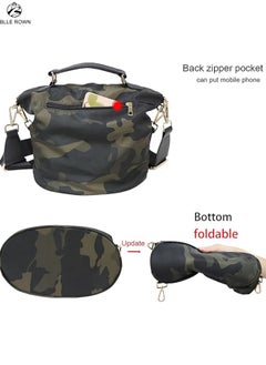 BLLE ROWN Women Durable Nylon Green Camo Handbag Waterproof Casual Lightweight Travel Shopping Shoulder Bag Crossbody Bag  - Image 5