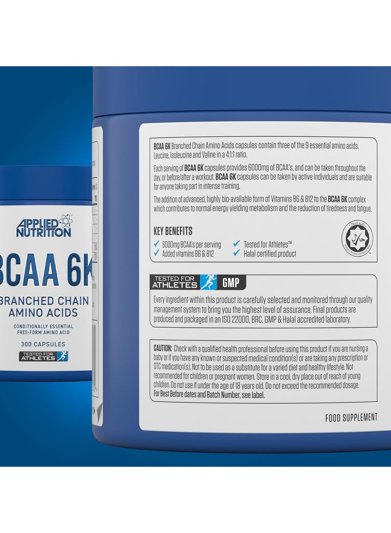 Applied Nutrition- BCAA 6K Branched Chain Amino Acids 300 Capsules - Image 3