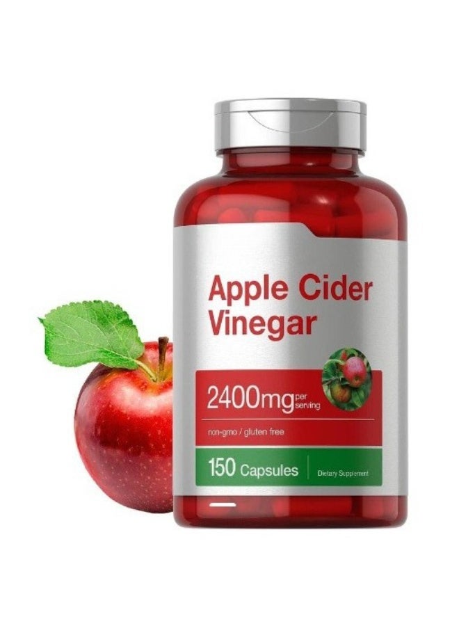 هرباخ كبسولات خل التفاح النباتية 2400 ملغ | 150 كبسولة | بنكهة التفاح الطبيعية | خالية من الكائنات المعدلة وراثياً وخالية من الغلوتين | بواسطة هورباخ - Image 1