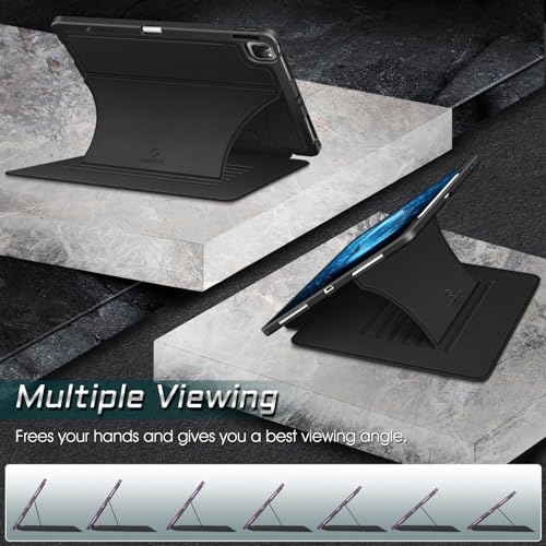 CaseBot Magnetic Case for iPad Pro 12.9-inch 6th Generation 2022, Multiple Angle Shockproof Rugged Stand Case, Soft TPU Back Cover w/Pencil Holder, Also Fit iPad Pro 12.9" 5th/4th/3rd Gen, Black - Image 4