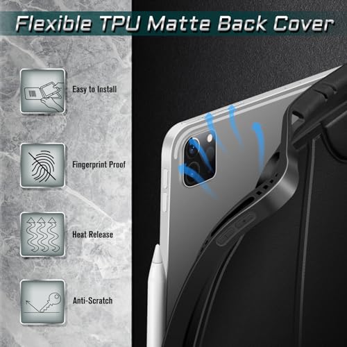 CaseBot Magnetic Case for iPad Pro 12.9-inch 6th Generation 2022, Multiple Angle Shockproof Rugged Stand Case, Soft TPU Back Cover w/Pencil Holder, Also Fit iPad Pro 12.9" 5th/4th/3rd Gen, Black - Image 5