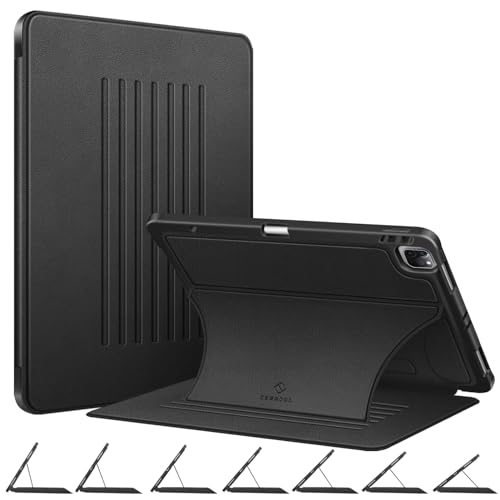 CaseBot Magnetic Case for iPad Pro 12.9-inch 6th Generation 2022, Multiple Angle Shockproof Rugged Stand Case, Soft TPU Back Cover w/Pencil Holder, Also Fit iPad Pro 12.9" 5th/4th/3rd Gen, Black - Image 1