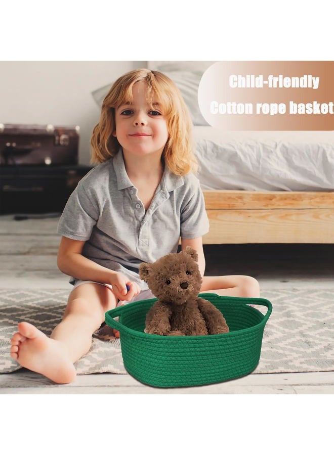 Poschnor Gift Basket Empty with Gift Bags and Ribbons, Basket for gifts, 12"X 8" X 5" Small Woven Rope Basket, Toy Basket for Baby and Pet, Green - Image 4