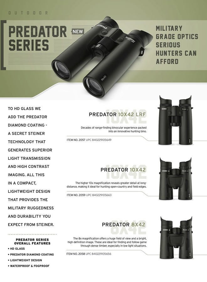 Steiner مناظير صيد سلسلة بريداتور، 10 × 42، أسود، 2059 - Image 4