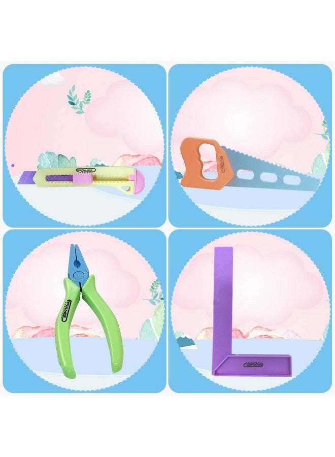 Gifts2U Gifts2U Toy Tool Set for Girls Pretend Play Toy with Play Drill Tool Box, Vest Costume and Toy Tape Measure, Pink Toy Tool Set Learning Tool Kit for Girls Toddlers Boys Age 3 4 5 6 Home Stem DIY Gifts - Image 5