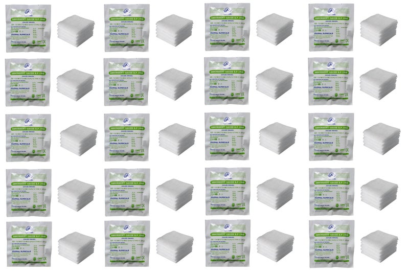 Agarwals Absorbent Gauze Swabs Sterile 7.5 cm X 7.5 cm X 12 ply (5Pcs/Pack) (Pack of 20 i.e. 100 Dressings) - Image 1
