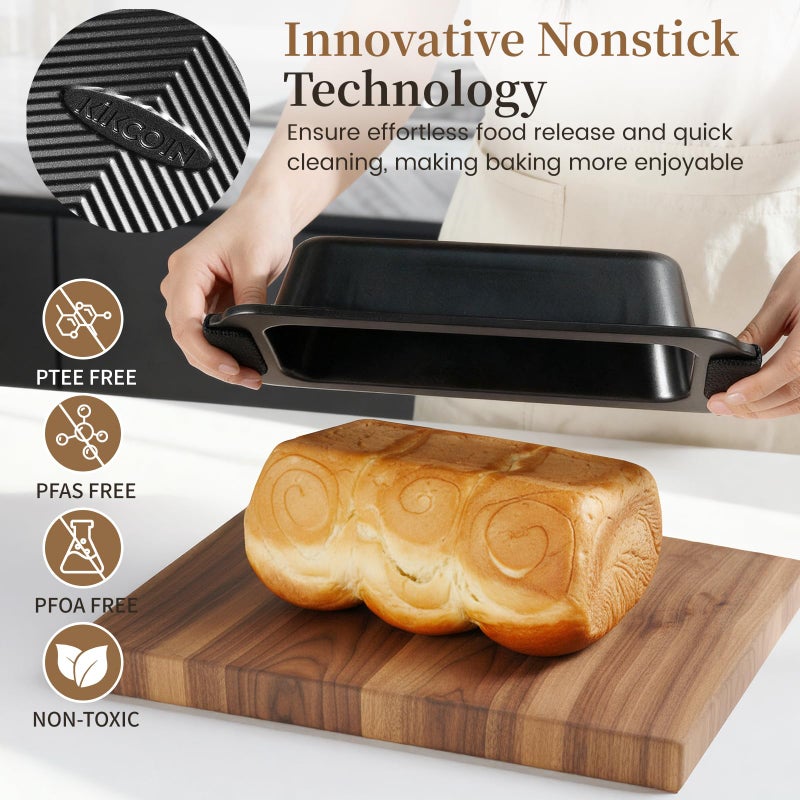 Kikcoin 25 PCS Stackable Baking Pans Set, Non-stick Bakeware Sets with Silicone Handles, 450Â°F Oven Safe Cookie Sheets for Baking, Easy Release Heavy-duty Baking Sheets Non Stick, Black - Image 4