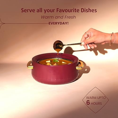 SELVEL Elegance Casserole | Advanced PU Insulation | Elegant Design Hot Pot | Hot Case Keeps Food Hot & Fresh for Hours | Serve Chapati, roti, Biryani and More (Royal Maroon, 1200) - Image 3