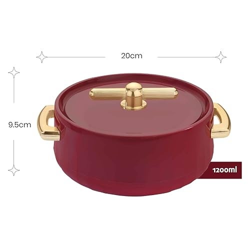 SELVEL Elegance Casserole | Advanced PU Insulation | Elegant Design Hot Pot | Hot Case Keeps Food Hot & Fresh for Hours | Serve Chapati, roti, Biryani and More (Royal Maroon, 1200) - Image 5