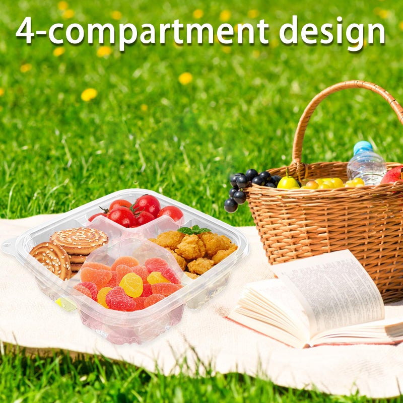 Haawooky 50 Pcs Bento Snack Food Containers,4 Compartment Lunchable Container with Lids,Divided Food Storage Containers For Travel Work School - Image 5