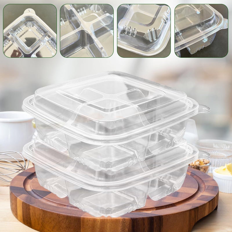 Haawooky 50 Pcs Bento Snack Food Containers,4 Compartment Lunchable Container with Lids,Divided Food Storage Containers For Travel Work School - Image 3