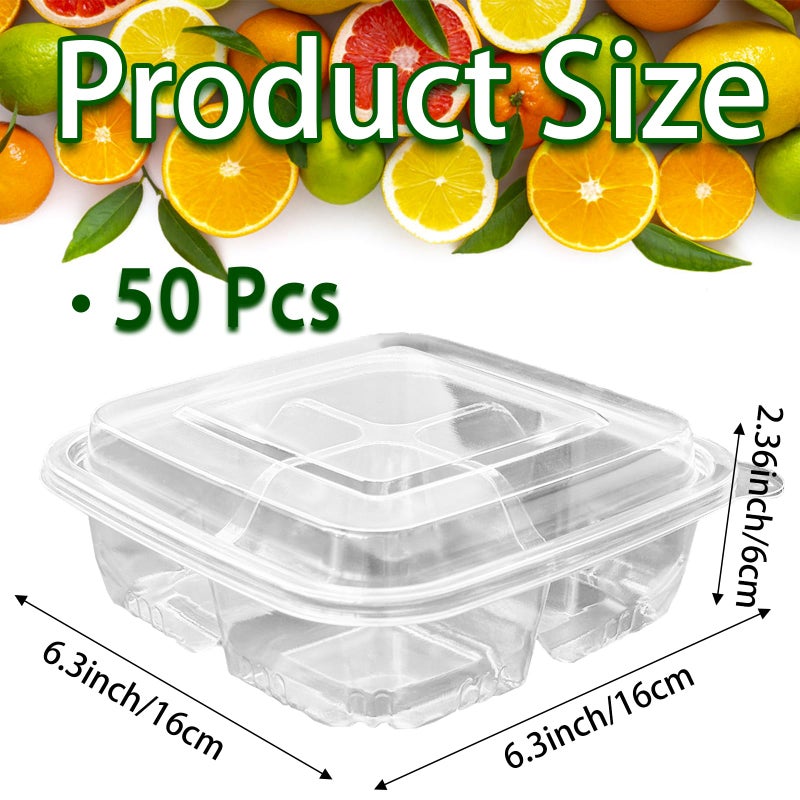 Haawooky 50 Pcs Bento Snack Food Containers,4 Compartment Lunchable Container with Lids,Divided Food Storage Containers For Travel Work School - Image 2