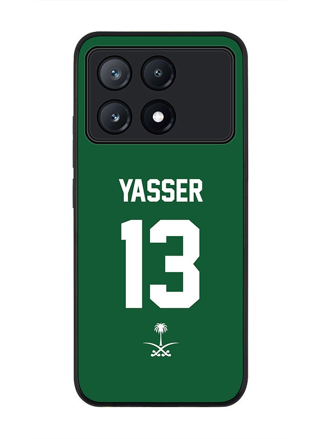 Stylizedd Rugged Black Edge Case for Xiaomi Poco X6 Pro, Slim fit Case Thin Cover -  Football Team - Saudi Arabia, Player Name - Yasser - Image 1