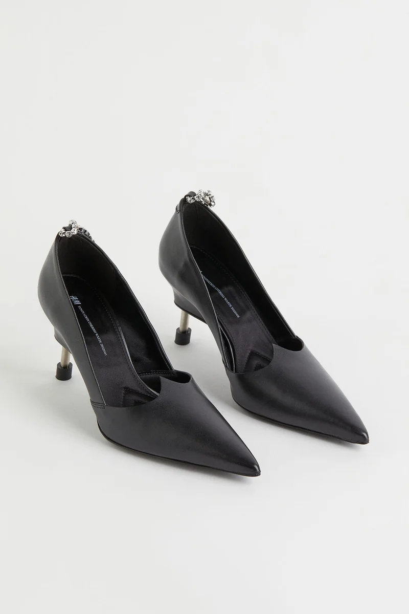 H&M Rhinestone chain-detail court shoes