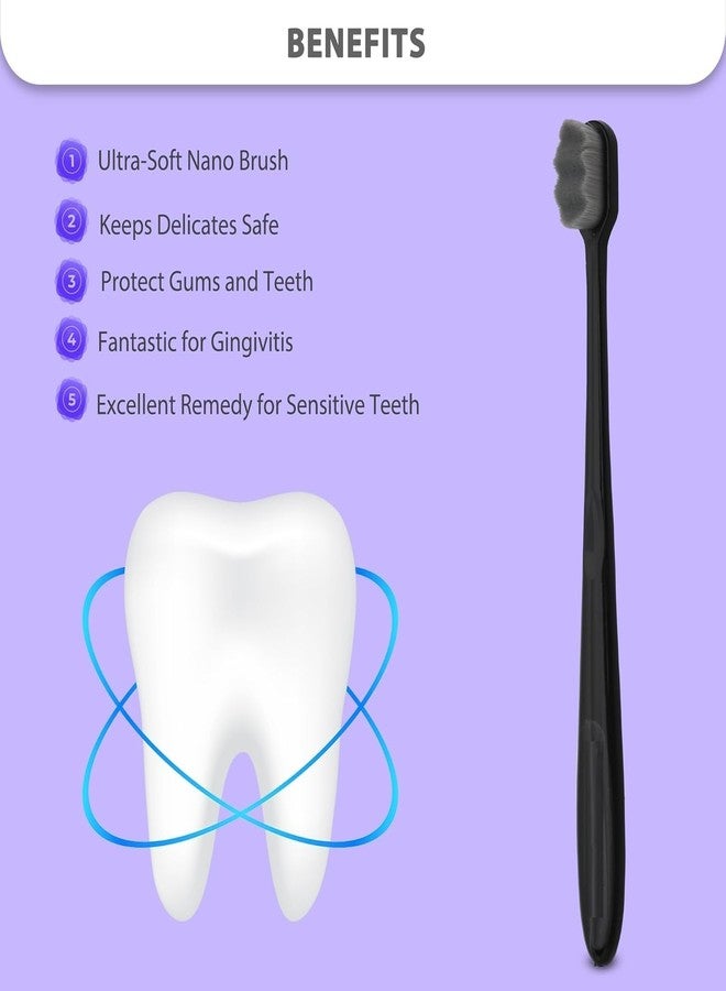 JUNJULA Ultra Soft-Bristles Micro Nano 10,000 Nano Bristle Good Cleaning Toothbrush, Toothpaste Case Holder Portable Toothbrush Storage Plastic Toothbrush Holder (2 toothbrush& 2 tongue cleaner) - Image 2