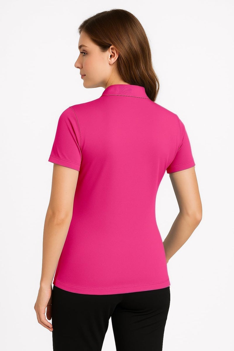 Animal Den Women's Dry-Fit Golf Polo Shirts 3-Button Golf Polo's in 20 Colors XS-3XL Shirt Pink-M - Image 3