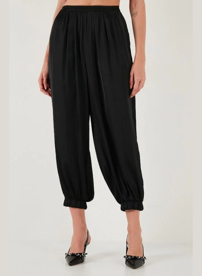 ليلا بنطلون ساتان نسائي بخصر عالٍ ومرن من ليلا