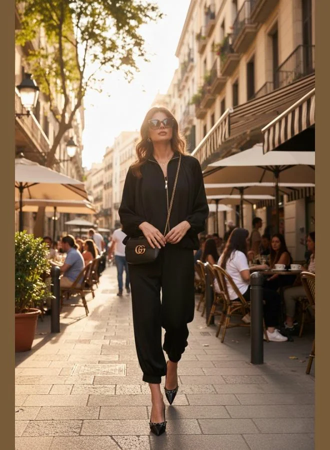 ليلا بنطلون ساتان نسائي بخصر عالٍ ومرن من ليلا