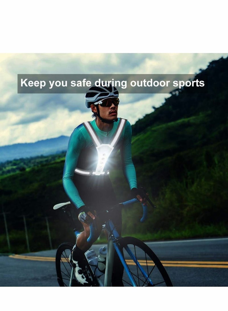 Y&D LED Reflective Running Vest for Runners, High Visibility Warning Lights with Adjustable Waist/Shoulder Men/Women Night Running, Walking, Cycling, Biking - Image 3