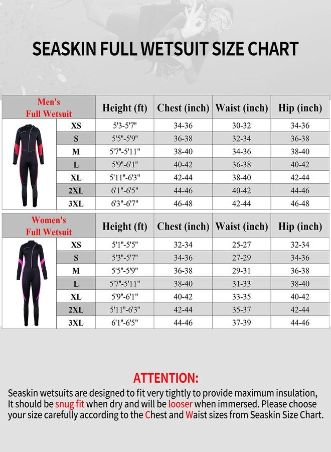 Seaskin Wetsuits for Men Women 3mm Front Zip Full Wetsuit - Image 2