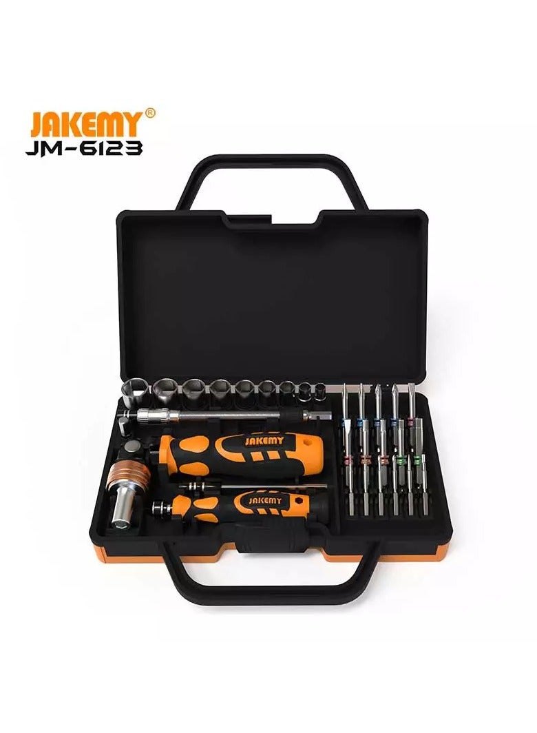 JAKEMY Jakemy 31 in 1 Professional maintenance tool set JM-6123 Color Ring Screwdriver Set Hand Tool Set for car & home  - Image 1